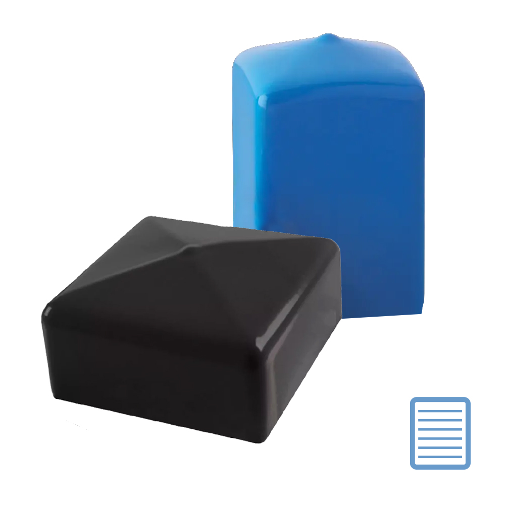 Dip moulded PVC caps - square - all sizes - verpas